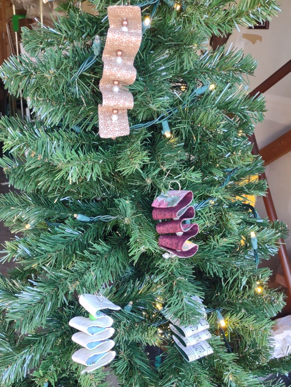 Handmade Spiral Fabric Ribbon Candy Christmas Ornaments